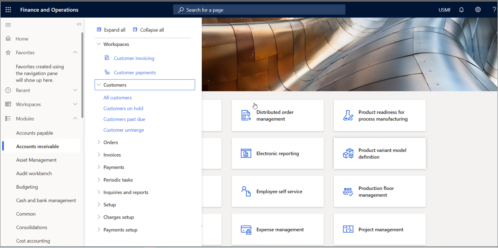Navigation pane in Dynamics 365 Finance and Operations